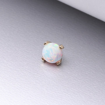 Detail View 1 of 14 Karat Gold Prong Set Fire Opal Dermal Anchor Top-White Opal